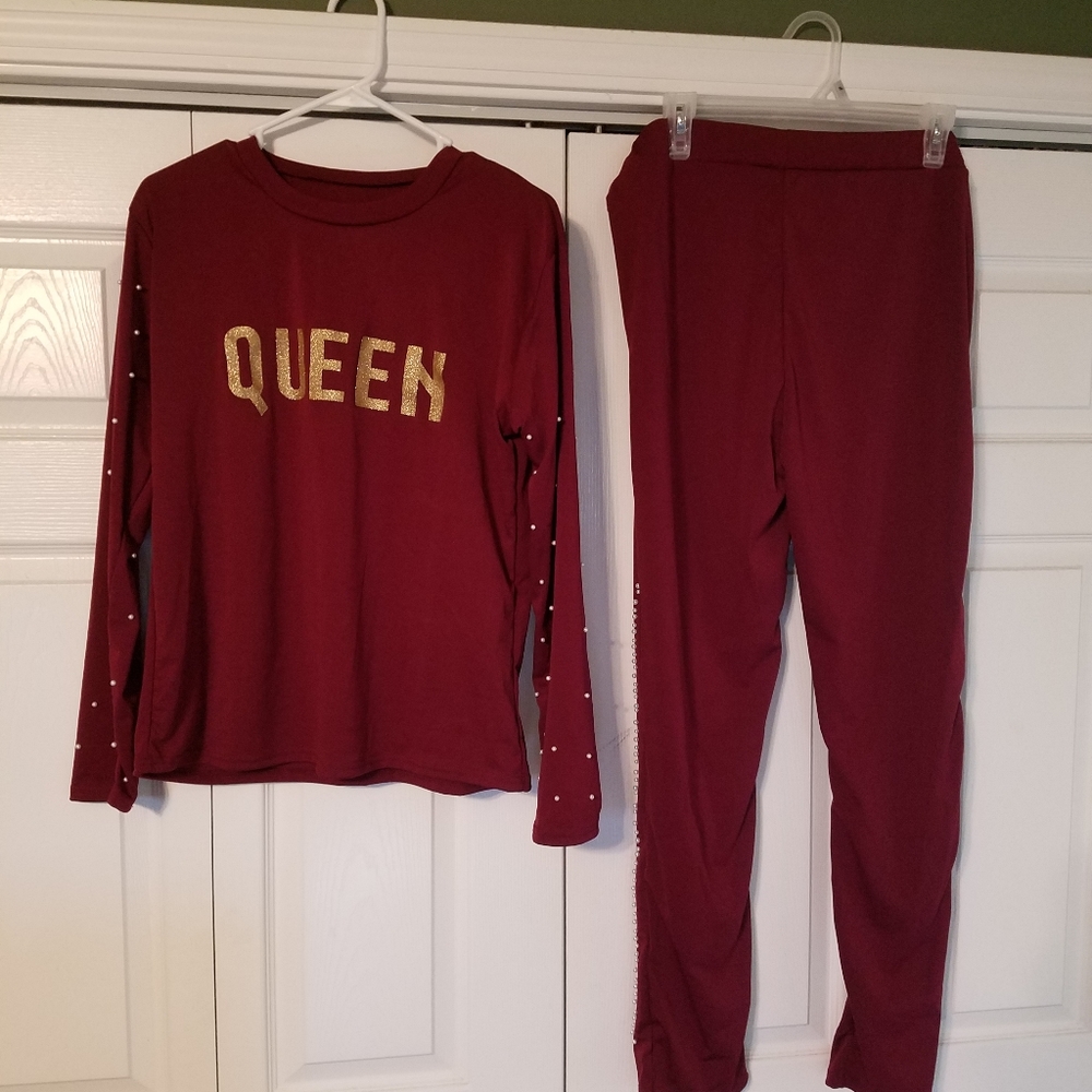 Pearl Hot Drilling Printed Two-Piece Set